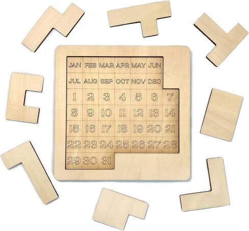 Daily Calendar Puzzle (High Quality Wood) for Coffee Tables, Family Rooms, Christmas Gift, Students, Office Toy, Game Room (Natural Wood) in Saudi Arabia