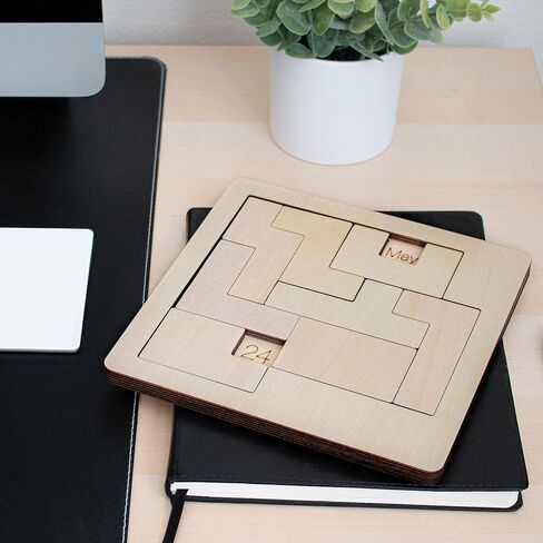 Daily Calendar Puzzle (High Quality Wood) for Coffee Tables, Family Rooms, Christmas Gift, Students, Office Toy, Game Room (Natural Wood) in Saudi Arabia