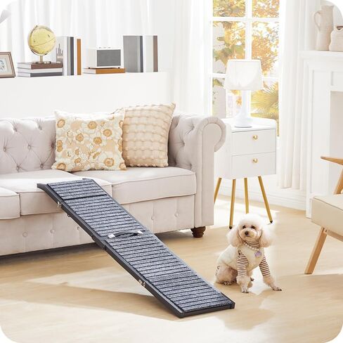 منحدر للكلاب في السيارة، منحدر سلالم محمول للحيوانات الأليفة مع سطح سجادة غير قابل للانزلاق، منحدر خفيف الوزن ومتين للكلاب الكبيرة التي تدخل السيارة وسيارات الدفع الرباعي والشاحنات، أسود DRHB4701 in Kuwait