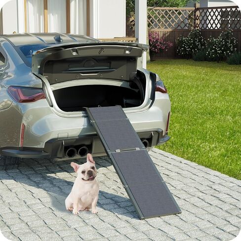 منحدر للكلاب في السيارة، منحدر سلالم محمول للحيوانات الأليفة مع سطح سجادة غير قابل للانزلاق، منحدر خفيف الوزن ومتين للكلاب الكبيرة التي تدخل السيارة وسيارات الدفع الرباعي والشاحنات، أسود DRHB4701 in Kuwait