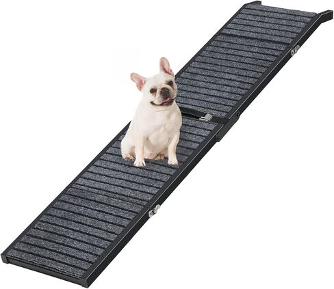 منحدر للكلاب في السيارة، منحدر سلالم محمول للحيوانات الأليفة مع سطح سجادة غير قابل للانزلاق، منحدر خفيف الوزن ومتين للكلاب الكبيرة التي تدخل السيارة وسيارات الدفع الرباعي والشاحنات، أسود DRHB4701 in Kuwait