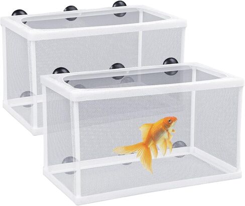 2 قطعة صندوق مربي تفريخ الأسماك فصل صافي إطار بلاستيكي صندوق المربي خزان الأسماك صندوق المربي مع كوب الشفط لحوض السمك in Kuwait