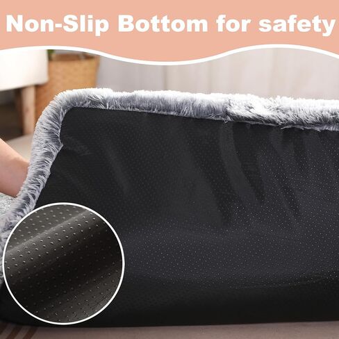 Bedfolks Waterproof Dog Crate Bed,Plush Dog Bed with Removable Washable Cover,Faux Fur Dog Crate Pad for Small Dogs and Cats,Fluffy Dog Kennel Bed 17"x12",Black-White Cowhide in Saudi Arabia