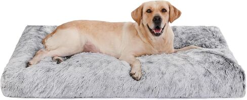 Bedfolks Waterproof Dog Crate Bed,Plush Dog Bed with Removable Washable Cover,Faux Fur Dog Crate Pad for Small Dogs and Cats,Fluffy Dog Kennel Bed 17"x12",Black-White Cowhide in Saudi Arabia