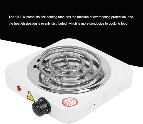 Single Tube Electric Stove With Variable Tempertature Control,Stainless Steel Portable Single Coil Electric Cooktop With Overheat protection suitable for cooking, boiling water,1000 Watts,110V in Saudi Arabia