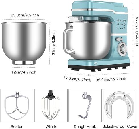 7.5 Qt Stand Mixer, 660W Tilt-Head Electric Food Mixer, 10 Speed Portable Lightweight Kitchen Mixer with Dough Hook, Stainless Steel Bowl, Egg Whisk, Beater for Daily Use (Blue) in Saudi Arabia