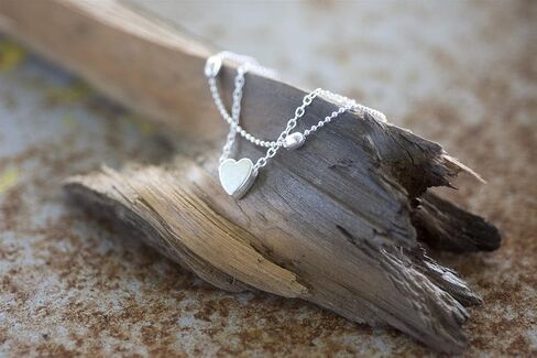 Silver Plated Ankle Bracelet, Adjustable Double-Chain Layered Beaded Heart Charm Anklet for Women, Cute Love Summer Beach Leg Foot Jewelry, Boho Mom Friend Daughter Girlfriend Gift by HeartAttackOM in Kuwait