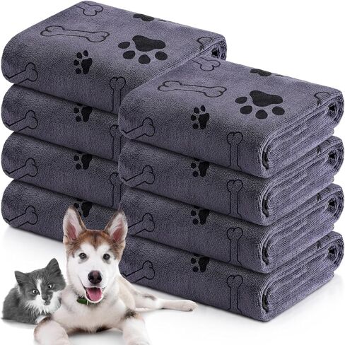 Chumia 8 Pcs Bulk Dog Towels for Drying Dogs Cats Pet Towels Puppy Microfiber Quick Drying Dog Paw Bath Towel Pet Bathing Supplies Absorbent for Medium Dogs Pets Shower (Coffee,40 x 24 Inch) in Saudi Arabia