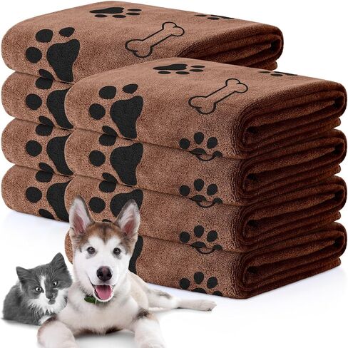 Chumia 8 Pcs Bulk Dog Towels for Drying Dogs Cats Pet Towels Puppy Microfiber Quick Drying Dog Paw Bath Towel Pet Bathing Supplies Absorbent for Medium Dogs Pets Shower (Coffee,40 x 24 Inch) in Saudi Arabia