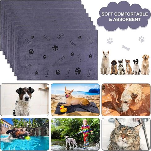 Chumia 8 Pcs Bulk Dog Towels for Drying Dogs Cats Pet Towels Puppy Microfiber Quick Drying Dog Paw Bath Towel Pet Bathing Supplies Absorbent for Medium Dogs Pets Shower (Coffee,40 x 24 Inch) in Saudi Arabia