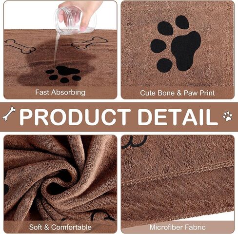Chumia 8 Pcs Bulk Dog Towels for Drying Dogs Cats Pet Towels Puppy Microfiber Quick Drying Dog Paw Bath Towel Pet Bathing Supplies Absorbent for Medium Dogs Pets Shower (Coffee,40 x 24 Inch) in Saudi Arabia