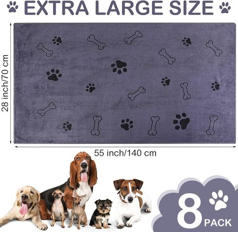 Chumia 8 Pcs Bulk Dog Towels for Drying Dogs Cats Pet Towels Puppy Microfiber Quick Drying Dog Paw Bath Towel Pet Bathing Supplies Absorbent for Medium Dogs Pets Shower (Coffee,40 x 24 Inch) in Saudi Arabia