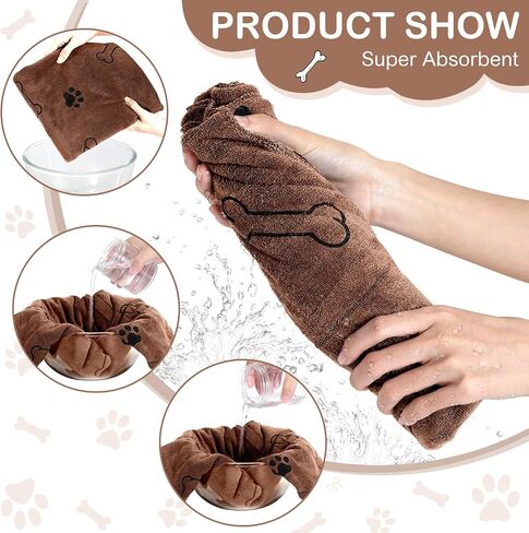 Chumia 8 Pcs Bulk Dog Towels for Drying Dogs Cats Pet Towels Puppy Microfiber Quick Drying Dog Paw Bath Towel Pet Bathing Supplies Absorbent for Medium Dogs Pets Shower (Coffee,40 x 24 Inch) in Saudi Arabia