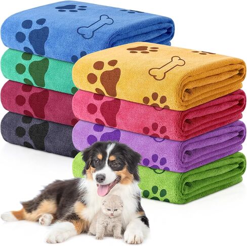 Chumia 8 Pcs Bulk Dog Towels for Drying Dogs Cats Pet Towels Puppy Microfiber Quick Drying Dog Paw Bath Towel Pet Bathing Supplies Absorbent for Medium Dogs Pets Shower (Coffee,40 x 24 Inch) in Saudi Arabia