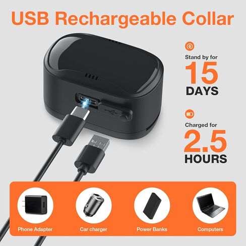 PcEoTllar Ultrasonic Bark Collar, Dog Bark Deterrent Devices, Adjustable Sensitivity Beep Vibration and Ultrasonic, Rechargeable anti Bark Training Collar in Kuwait