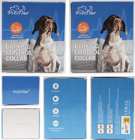 PcEoTllar Ultrasonic Bark Collar, Dog Bark Deterrent Devices, Adjustable Sensitivity Beep Vibration and Ultrasonic, Rechargeable anti Bark Training Collar in Kuwait