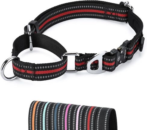 Martingale Dog Collar Reflective Nylon Soft Cushion with Alloy Buckle Dog Collar Martingale Small Medium and Large Dogs (Small, Black) in Saudi Arabia