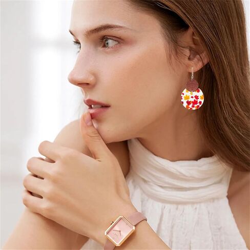 Thanksgiving Fall Earrings for Women Girls Handmade Autumn Harvest Maple Leaf Earring Lightweight Holiday Cute Chicken Turkey Earring Thanksgiving Day Jewelry Gift (Colorful Maple Leaf) in Saudi Arabia