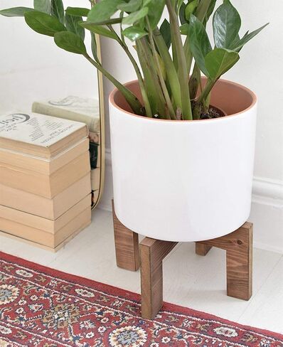 Mid Century Wood Plant Stand Indoor - Flower pedestal modern plant stool tiered - Brown hairpin plant pot holder POT NOT INCLUDED (15 inches) in Saudi Arabia