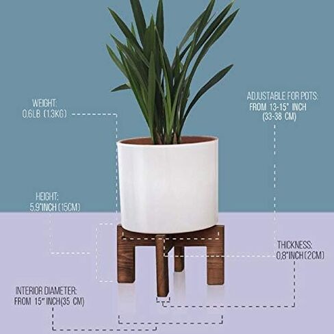 Mid Century Wood Plant Stand Indoor - Flower pedestal modern plant stool tiered - Brown hairpin plant pot holder POT NOT INCLUDED (15 inches) in Saudi Arabia