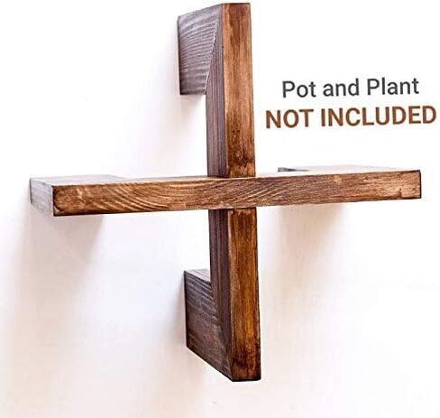 Mid Century Wood Plant Stand Indoor - Flower pedestal modern plant stool tiered - Brown hairpin plant pot holder POT NOT INCLUDED (15 inches) in Saudi Arabia
