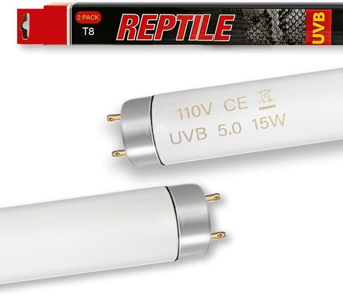 2Pack UVB Reptile Light 5.0 Bulb 15W 18inch T8,Long Service Life UVB Lamp Tube for Reptiles,Chameleon,Anoles Etc (5.0) in Saudi Arabia