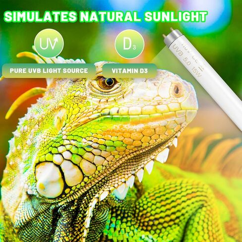 2Pack UVB Reptile Light 5.0 Bulb 15W 18inch T8,Long Service Life UVB Lamp Tube for Reptiles,Chameleon,Anoles Etc (5.0) in Saudi Arabia