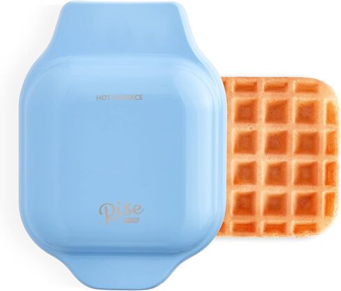ماكينة صنع الوافل الصغيرة رايز باي داش سطح غير لاصق تُطهى في دقائق بسكويتات الوفل مقاس 4 بوصات (أزرق)، أزرق/أحمر in Kuwait