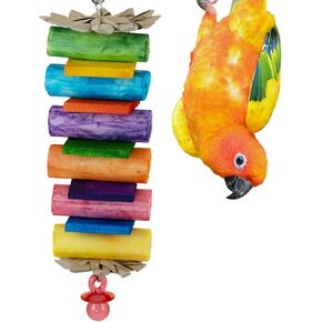 Super Bird Creations SB1199 Sola Balsa Stack Bird Toy - Bird Enrichment Toys, Wooden Bird Toys for Small/Medium Bird Size, Ideal for Parakeets & Budgies, Natural Bird Toys for Cage Play