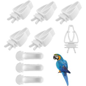 9 Pack Bird Cage Food Clips Vegetable Holder with MINI Cup Hanging Feeder for Parakeet Canary Finch Cockatoo Parrots Cockatiel Small Size Birds Fruits Grains