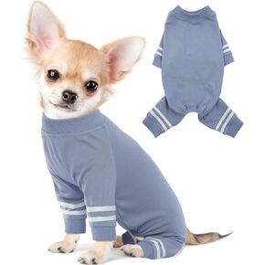 BRKURLEG Dog Pajamas Cotton Pup Jumpsuit, Soft 4 Legs Onesie Pjs Clothes for Puppy and Cat, Dog Recovery Suit for Small Medium Dogs, Breathable Dog Jammies for Boys and Girls (Peacock Blue, S)