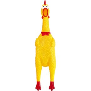 2 Pcs Large Rubber Chicken,Screaming Chicken Dog Toys,Yellow Rubber Squawking Chicken,Squeaky Chicken Toys,Prank Noise Maker Dog Toys 12 Inch