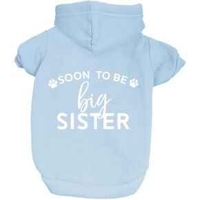 Soon to Be Big Sister Dog Hoodie Fleece Lined Pullover Sweatshirt with Leash Hole (Baby Pink, Medium 56)
