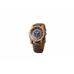 | Wooden Watch for Men, Chaquira Detail | HUICHOL IRIDESCENT BLACK | Ideal Present for Girlfriend, Mom, Daughter, Birthday, Anniversaries. Handcrafted and designed in Mexico. 45mm Diameter.