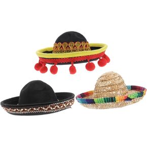 3pcs Pet Hat Mini Party Hats Mini Mexican Sombrero Hats Denim Hat Mini Mexican Hat Hats for Dogs Mini Mexican Hat for Pet Cat Hat Dog Creative Hat Halloween Pet Hat Puppy