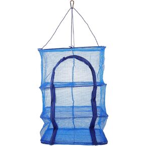 BESPORTBLE BESPORTBLE Mesh Food Drying Rack Folding Fish Drying Net 4-Layer Hanging Dryer Collapsible Dry Net with Zippers for Shrimp Fish Fruit Vegetables 66X35X35Cm