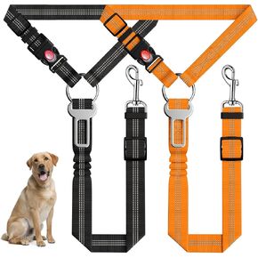 2 Pack Dog Seat Belt for Car, 3 in 1 Pet Dog Car Seatbelt Retractable Adjustable Pet Seatbelts for Vehicle Headrests Adjustable with Elastic Bungee Buffe for Small Medium Large Dogs Pet in Saudi Arabia
