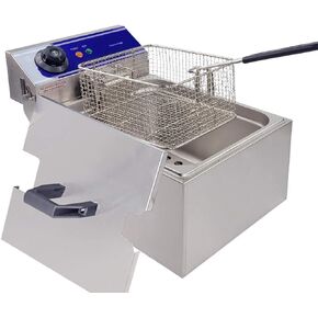 DULONG Commercial Electric Deep Fryer Countertop Stainless Steel Deep Fryer w/ Temperature Control Single Large Tank French Fries for Home Kitchen