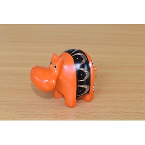 Tembo Africa - Handmade Soapstone African Hippo - Figurine Sculpture - 2 Inches Height x 3 Inches Long -Tiger Orange - Handmade From Africa, SS3