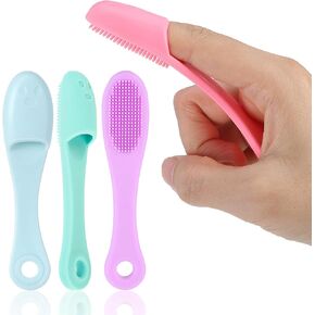 4 Pack Dog Finger Toothbrush, Dog Toothbrush Kit Surround Bristles for Easy Teeth Cleaning, Food Grade Silicone Dog Finger Toothbrush Fits Most Fingers, Toothbrush for Dogs & Cats Dental Care