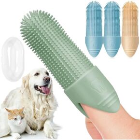4-Pack Dog & Cat Finger Toothbrush - 360° Cleaning, Food-Grade Silicone, Fits All Fingers - Premium Dental Care for Pets