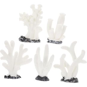 FOMIYES 5pcs Coral Landscaping Fish Tank Decorations Fish Tank Accessories Fake Coral Ocean Diorama Supplies Ocean Diorama Kit Coral Decor Ornament Plant Aquarium Coral Reef White Resin