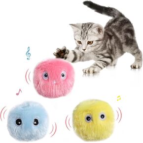 NVTED Cat Toy Ball, Interactive Barking Cats Playing with Toy Balls, Upgrade Kitten Plush Ball, Built-in Catnip, Interactive Cat Kicker Toys for Indoor, 3 Pack (Plush Ball) in Kuwait