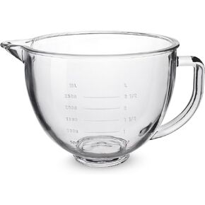 Glass Mixing Bowl 5 QT, Mixing Bowl for KitchenAid 4.5 and 5 Quart Tilt-Head Stand Mixers, Stand Mixer 5 Quart Fits Artisan KSM150, RRK150, KSM100, K45SS, KSM90, KSM95, K45, KSM110, 5KSM125 and More