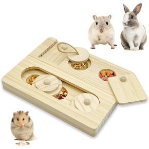 Hamiledyi Guinea Pig Foraging Toys Interactive Wooden Rabbit Toys Sniff n' Snack Rabbit Treats Bunny Toys Interactive Hide Treats Puzzle Snuffle Game, for Rabbit Chinchilla Bunny Rats and Gerbils