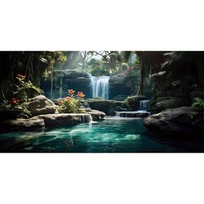 AWERT 36x20 inches Tropical Waterfall Aquarium Background Tropical Plants Fish Tank Background Reptile Habitat Background Natural Terrarium Background