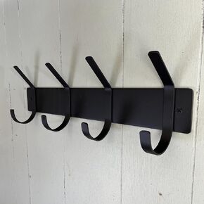 Wall Mounted Hook Rack, Premium Quality Coat Rack Rail, Heavy Duty Entryway Furniture, Made in USA (7 Hooks - 36" W, Black Flat Paint)