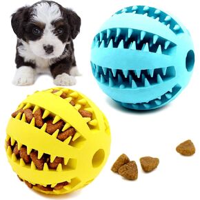Youngever 2 Pack Dog Ball Toys for Pet Tooth Cleaning, Chewing, Fetching, Treat Ball Food Dispensing Toys (Small 2 Inch)