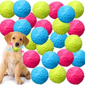 24 Pieces Squeaky Balls for Dogs Rubber Squeaky Dog Toys Bulk 2.36 Inch Dog Toys Ball Interactive Chewing Ball for Medium and Small Dogs Puppy, 3 Colors(Oval)