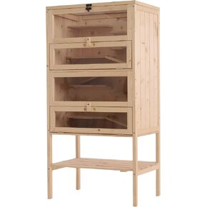 PawHut 5-Tier Wooden Hamster Cage Mice Habitat Rat Habitat with Openable Top, Front Door and Storage Shelf